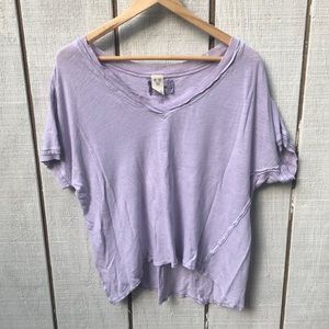 We The Free Oversized V-neck Distressed Tee: Lavender